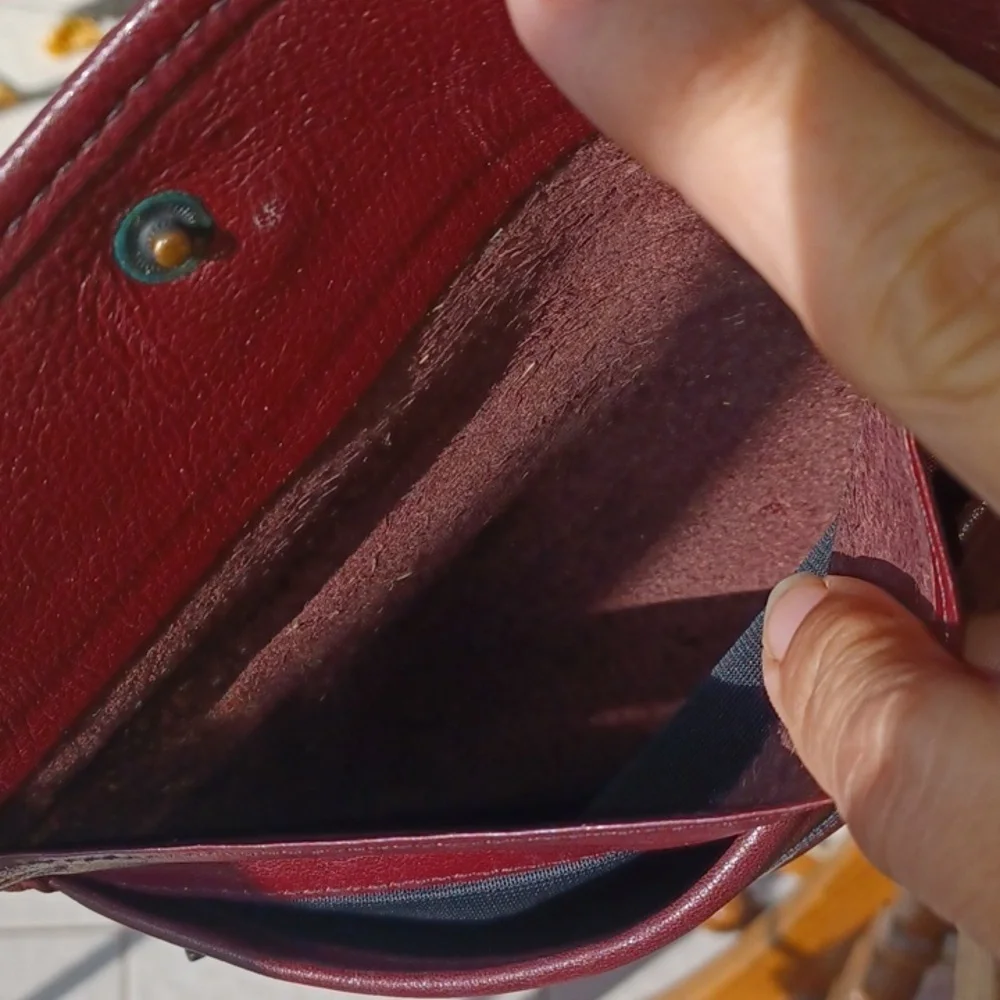 Mundi vintage purse wallet oxblod brown burgundy Brazil NAPPA leather, 7.5
